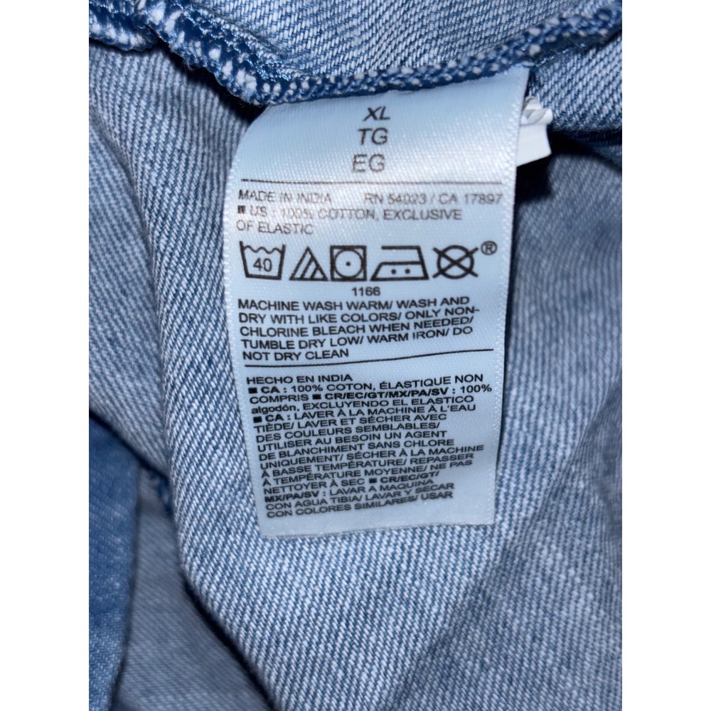 Old Navy Denim Mini Chambray Dress XL Square Neck Puff Sleeve Button Front BoHo - Picture 5 of 7